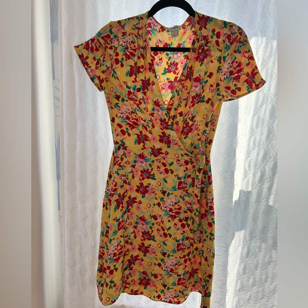 J Crew Floral Wrap Midi Tie Dress